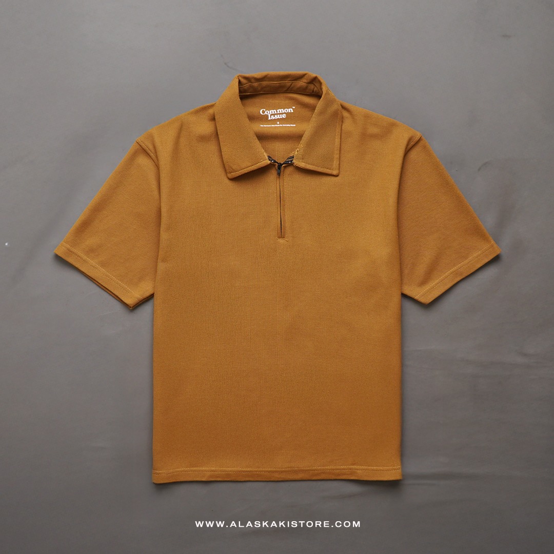 Half Zip Polo Shirt by Common Issue Brown Camel CI4040