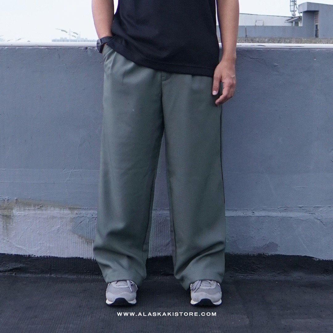 Wide Loose Pants Olive GU5037