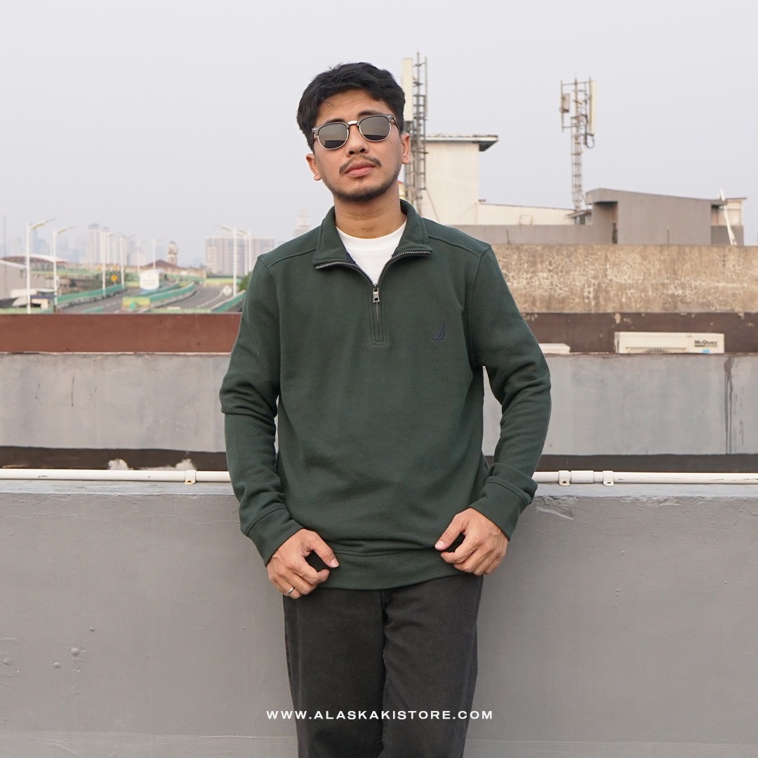 Half Zip Pique Shirt Teal Green NC1016