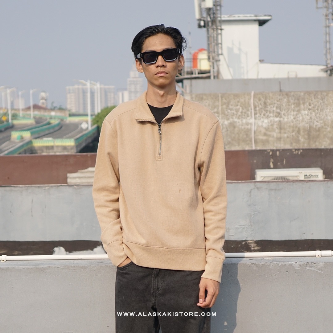 Half Zip Sweatshirt Khaki BR7003