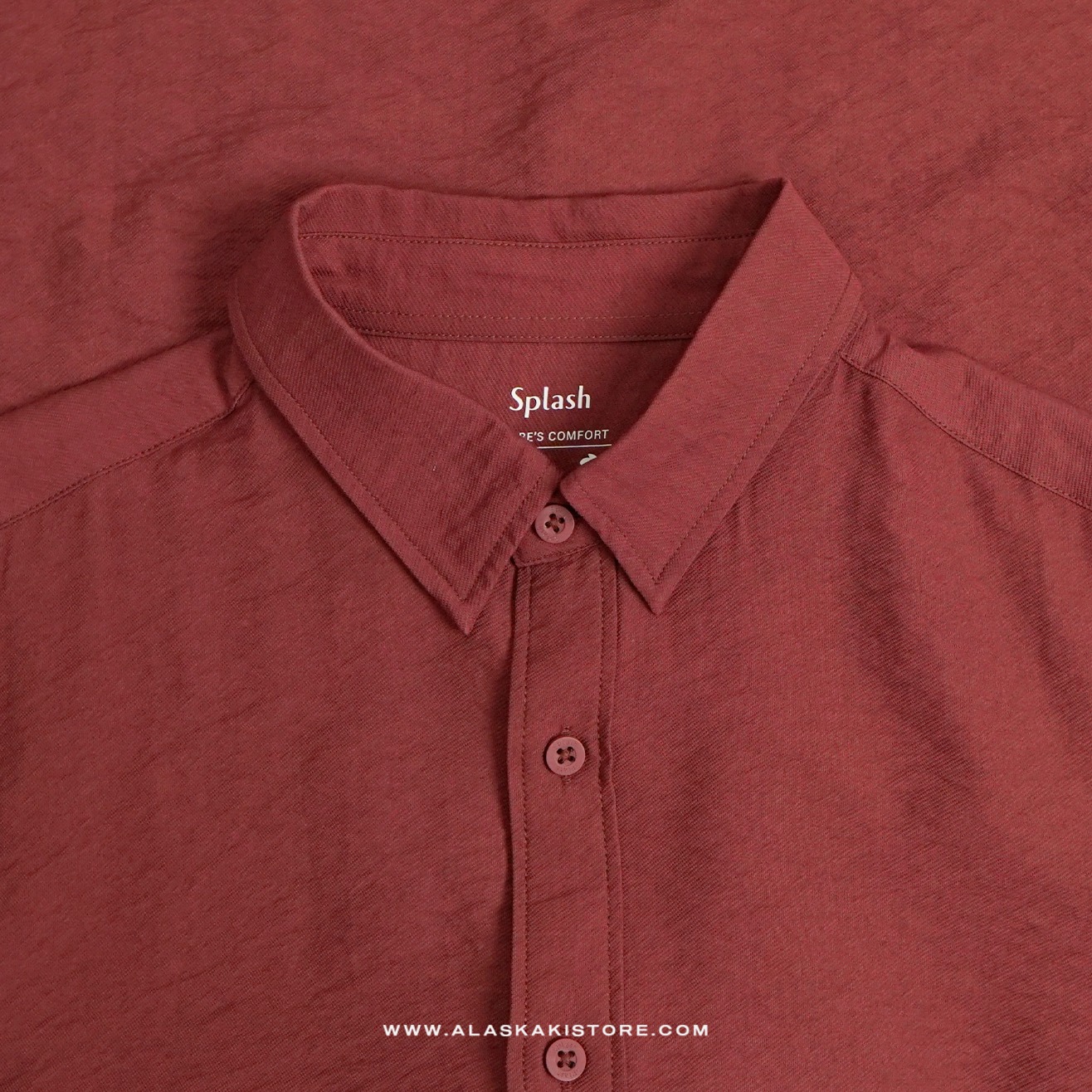 Crinkle Texture Long Sleeve Shirt Maroon SH2033