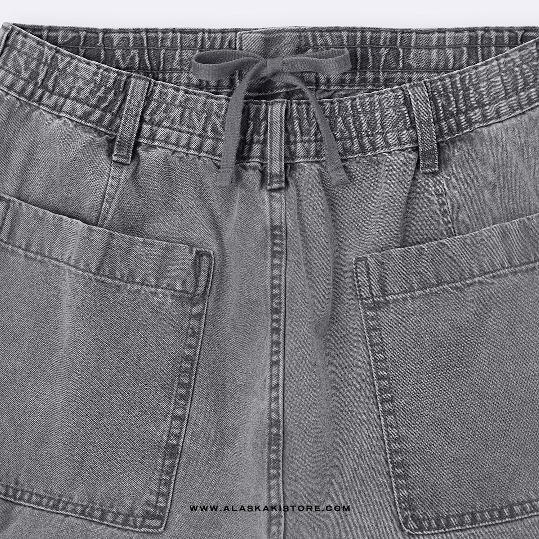 Denim Wide Cargo Pants Grey GU5041