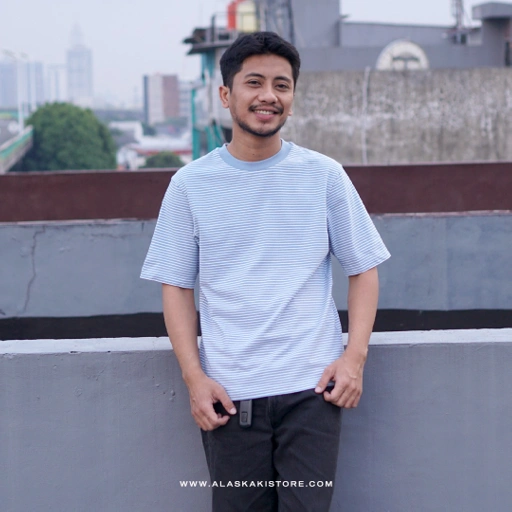Image of Striped Tshirt White Blue UQ4038