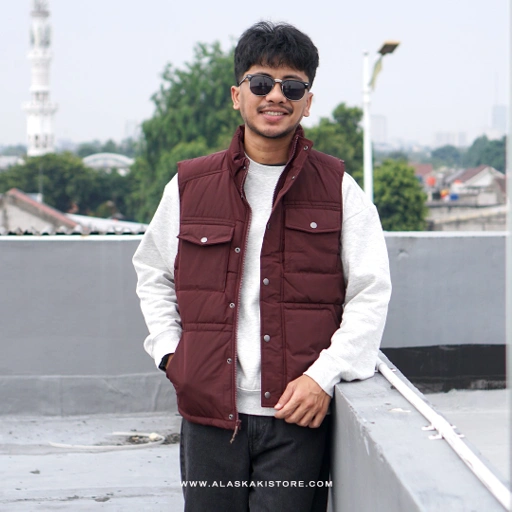 Image of Puffer Vest Jacket Maroon GF1006