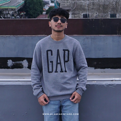 Image of Printed Logo Crewneck Sweatshirt Grey GA7010