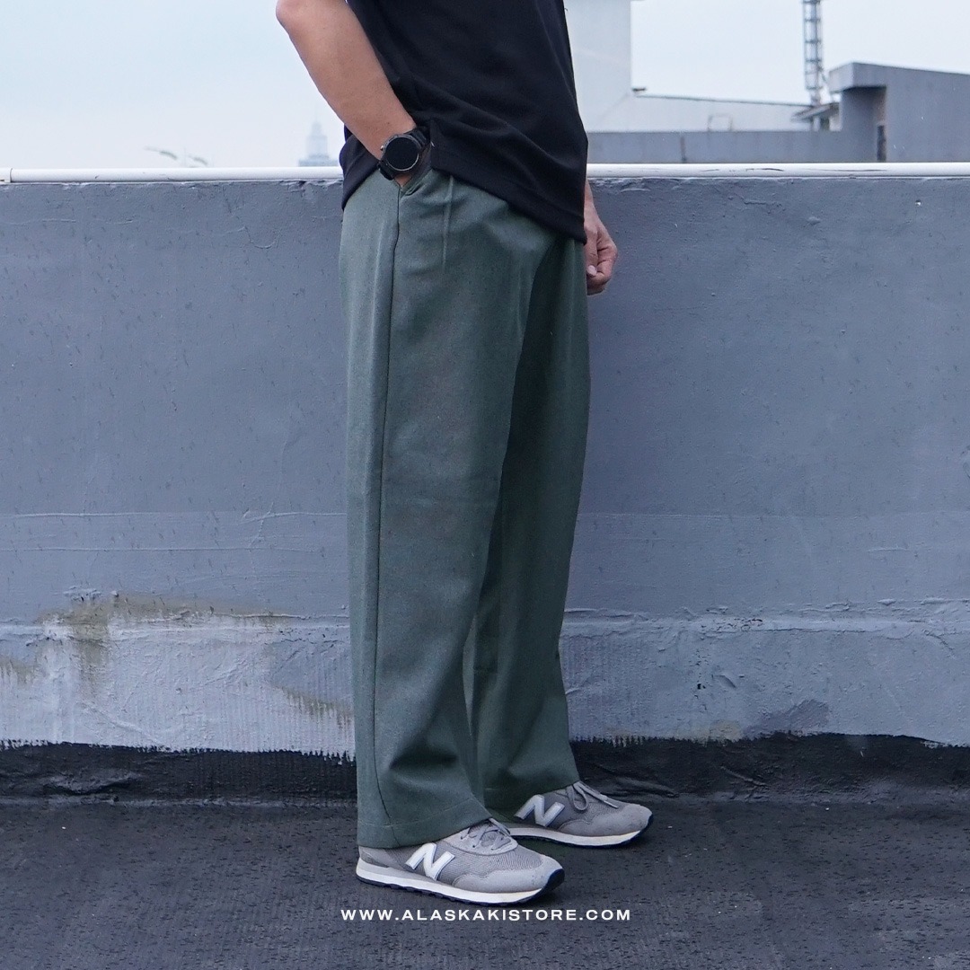 Wide Loose Pants Olive GU5037
