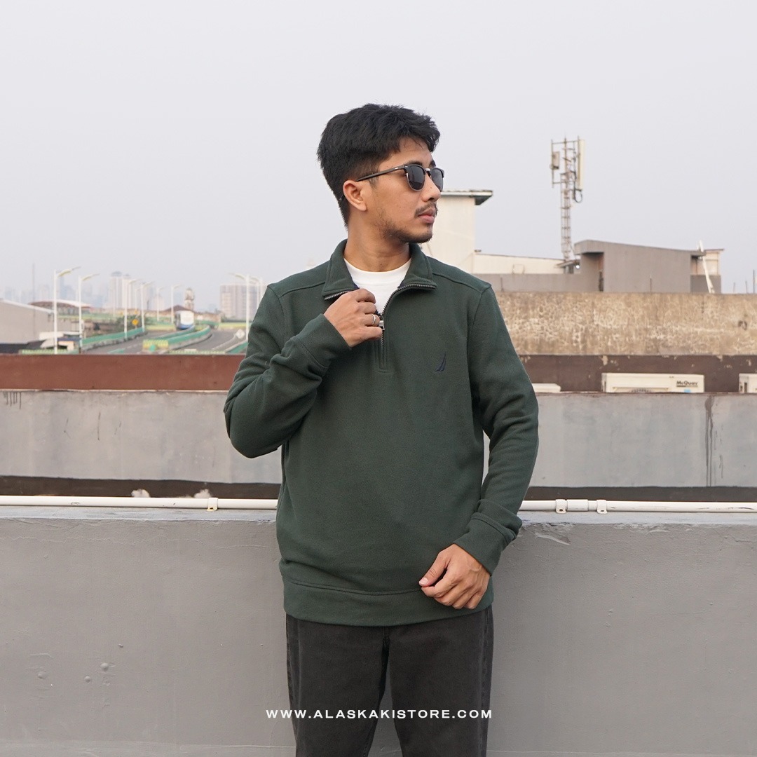 Half Zip Pique Shirt Teal Green NC1016