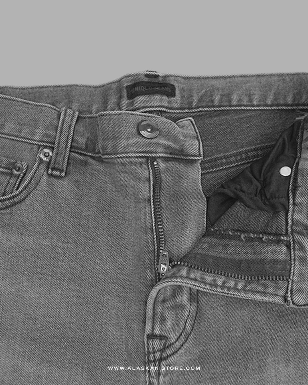 Slim Straight Jeans Grey Washed UQ5039