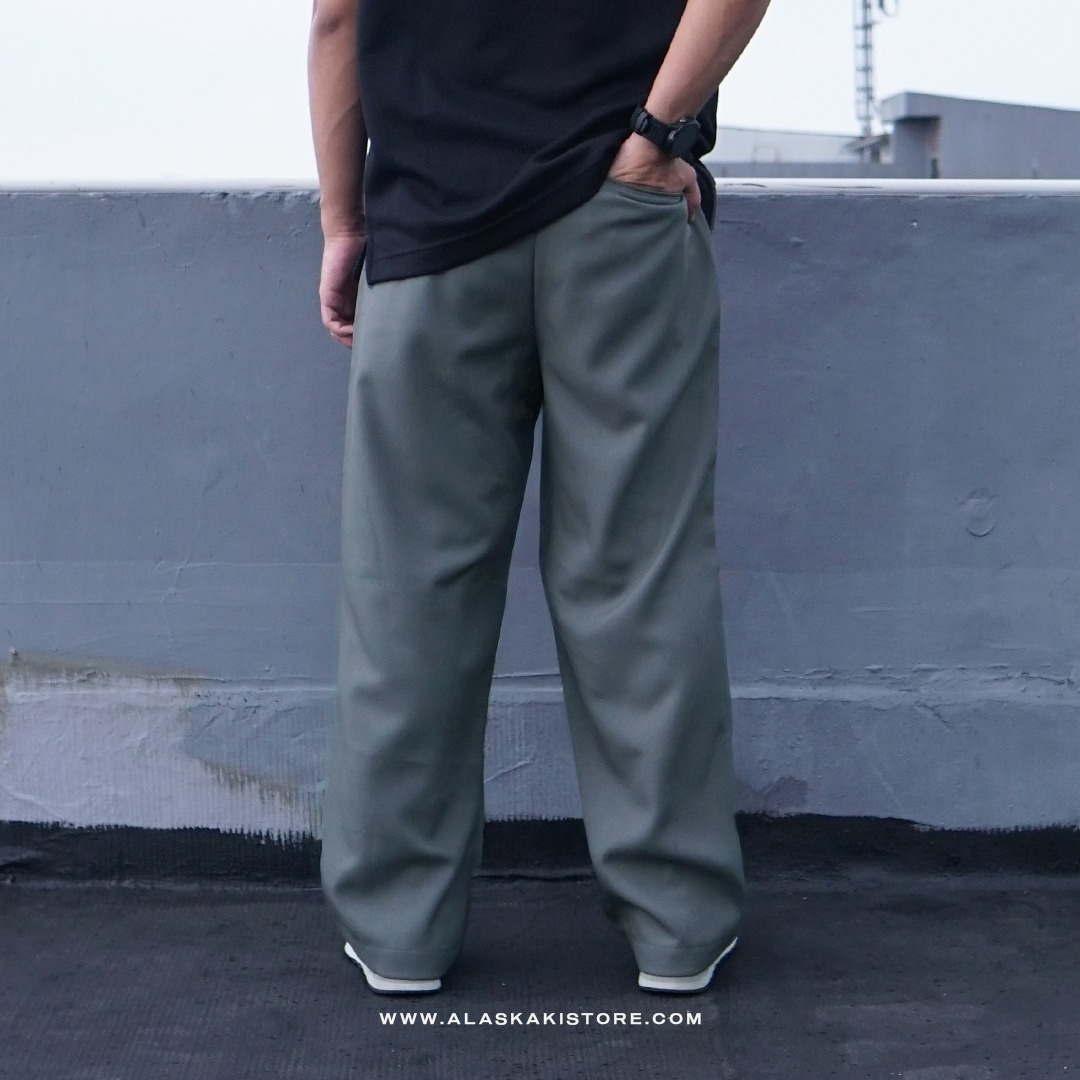 Wide Loose Pants Olive GU5037