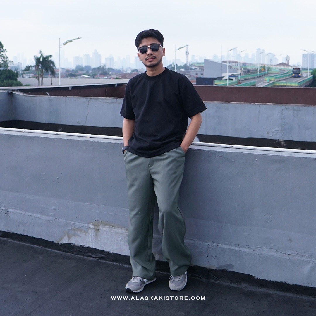 Wide Loose Pants Olive GU5037