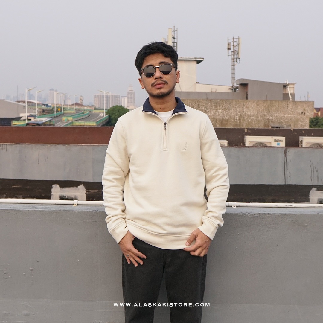Half Zip Sweatshirt Beige NC1008