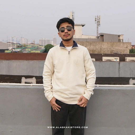 Image of Half Zip Sweatshirt Beige NC1008