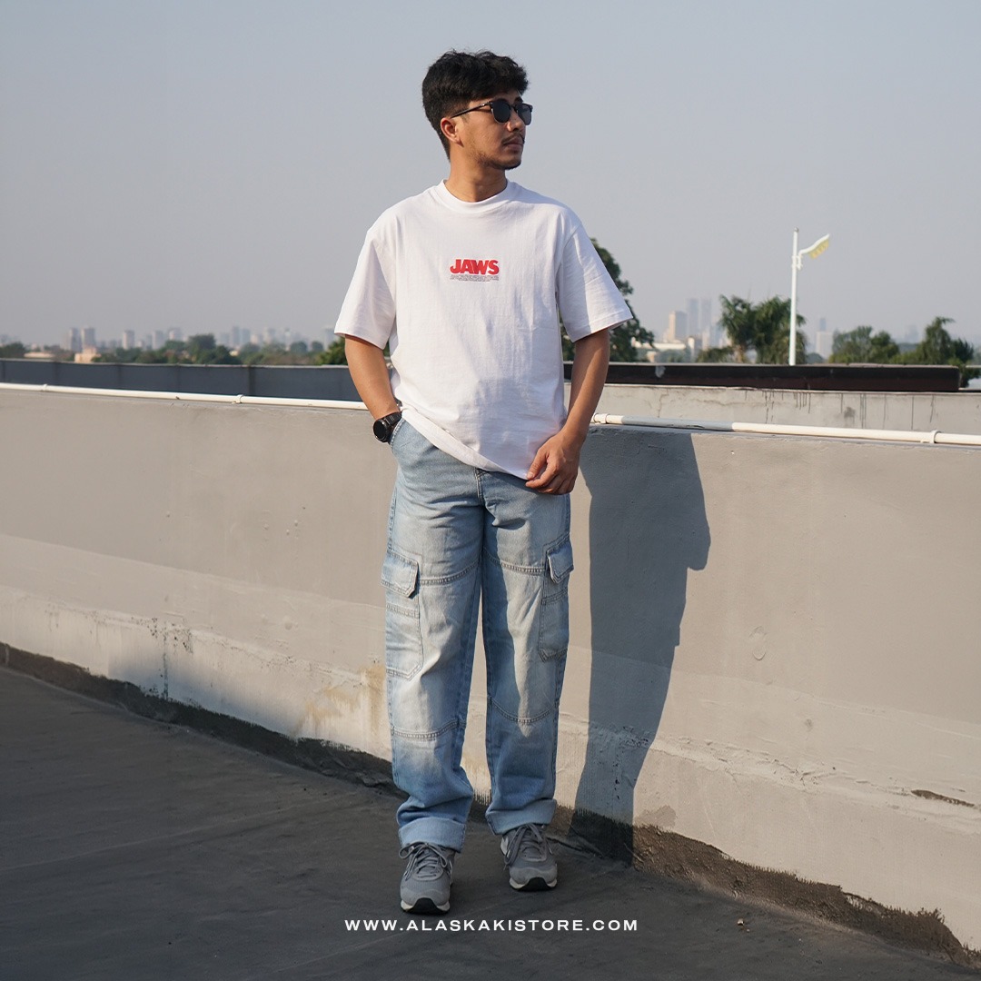 Loose Cargo Pants Blue Washed BS5038