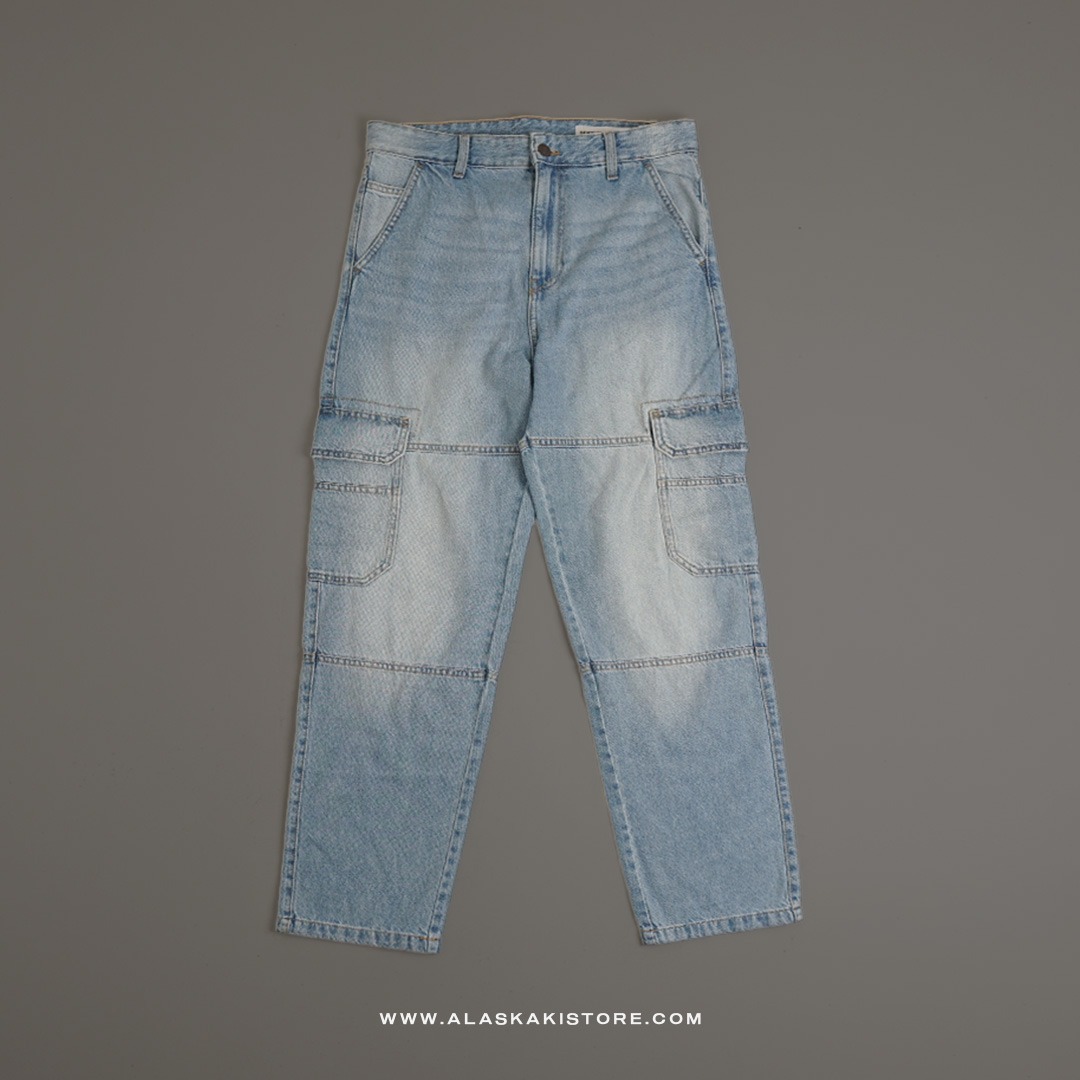 Loose Cargo Pants Blue Washed BS5038