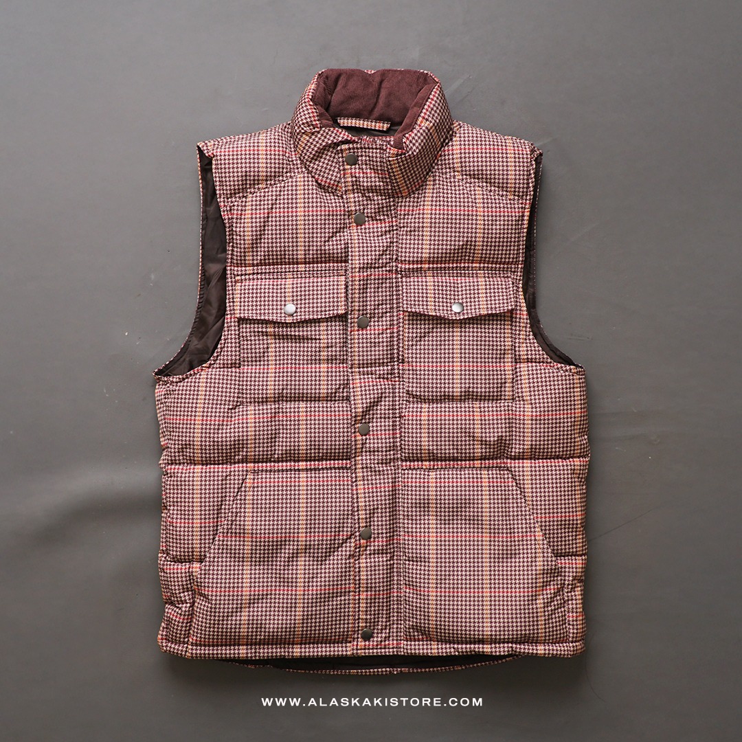 Puffer Vest Jacket Pattern Brown GF1002