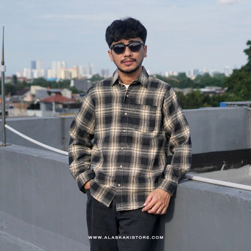 Image of Flannel Shirt by Common Issue Yellow Black CI2006