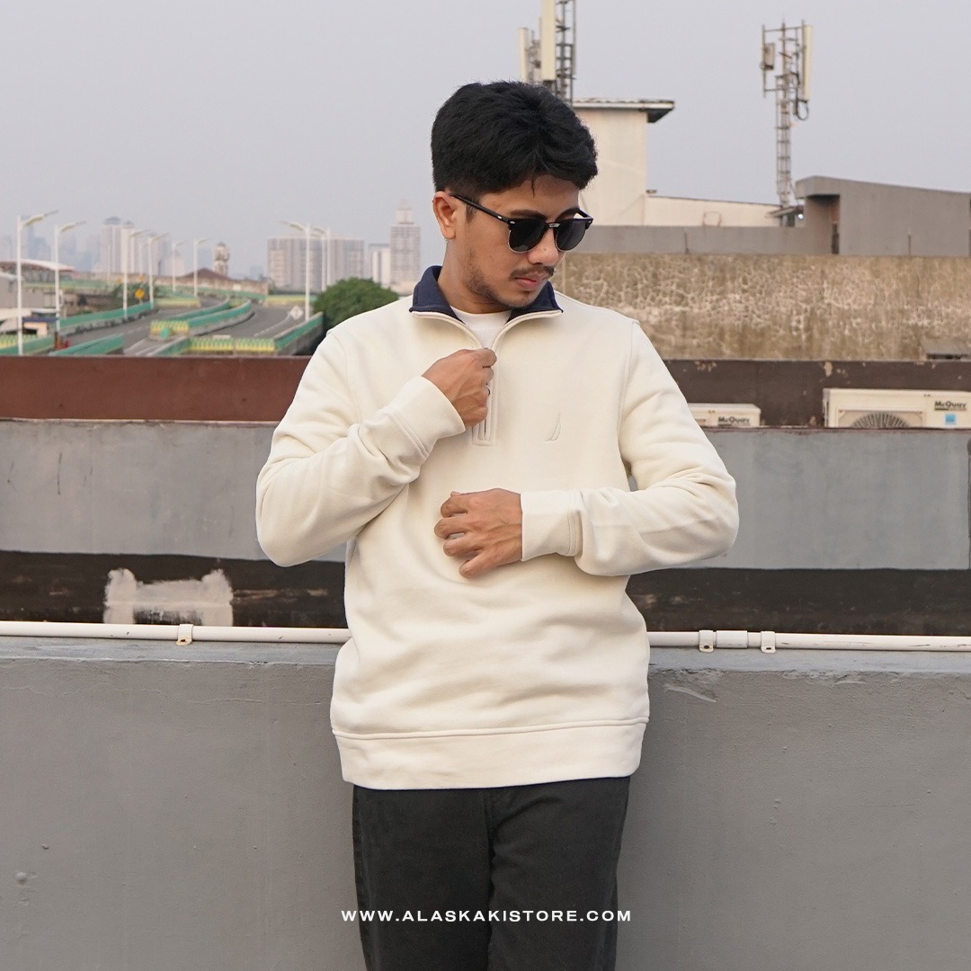 Half Zip Sweatshirt Beige NC1008