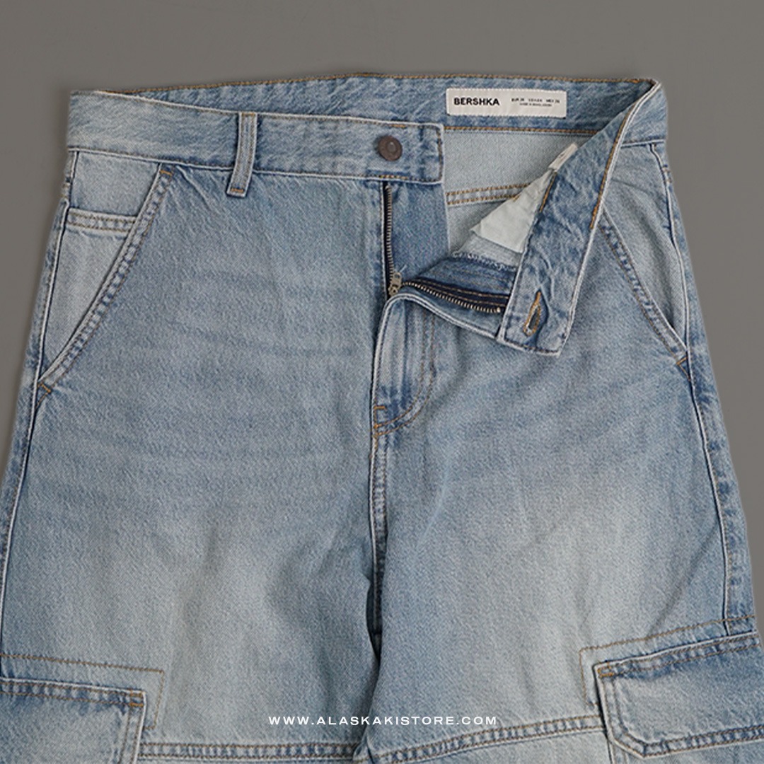 Loose Cargo Pants Blue Washed BS5038