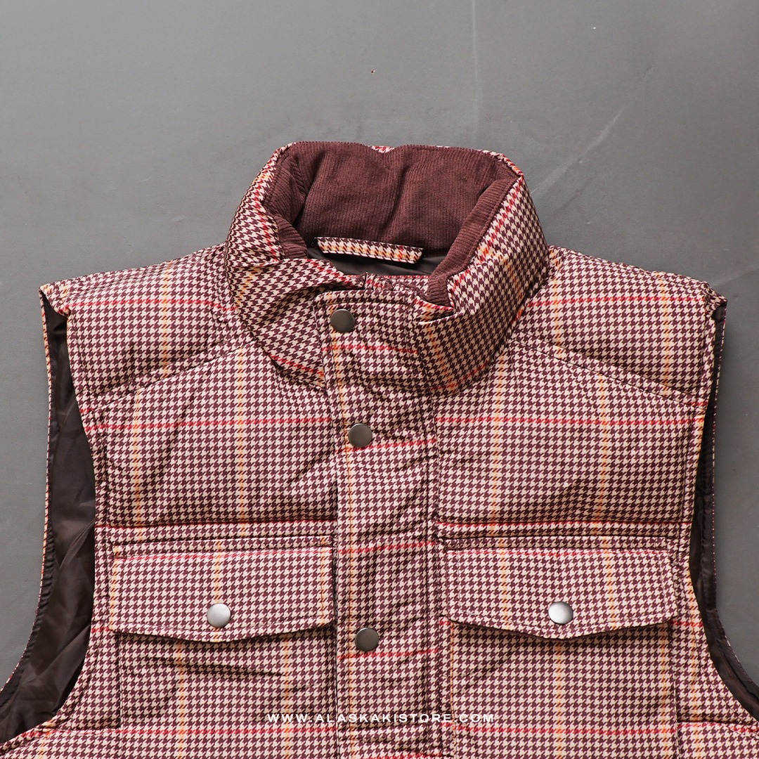Puffer Vest Jacket Pattern Brown GF1002