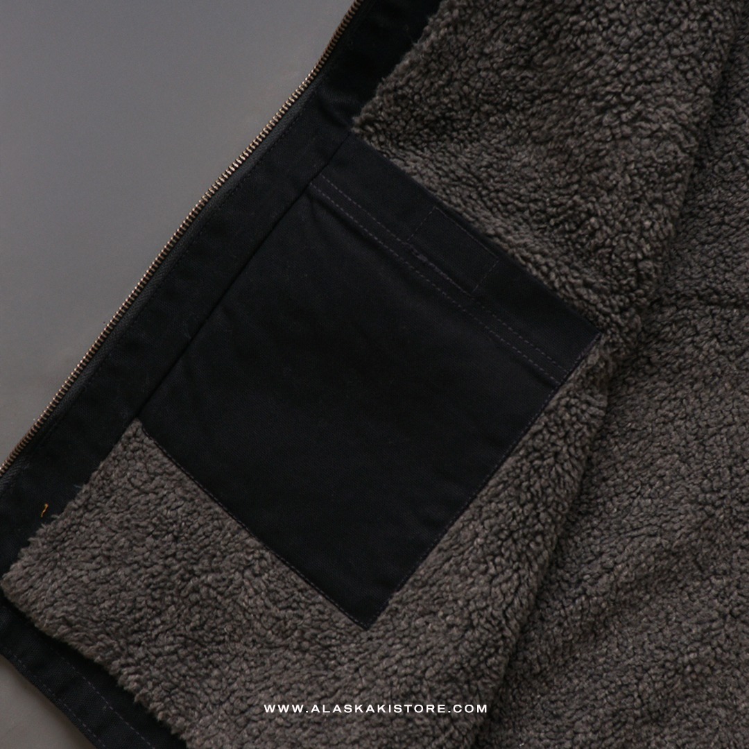 Unisex Canvas Sherpa Vest Jacket Black CR1013