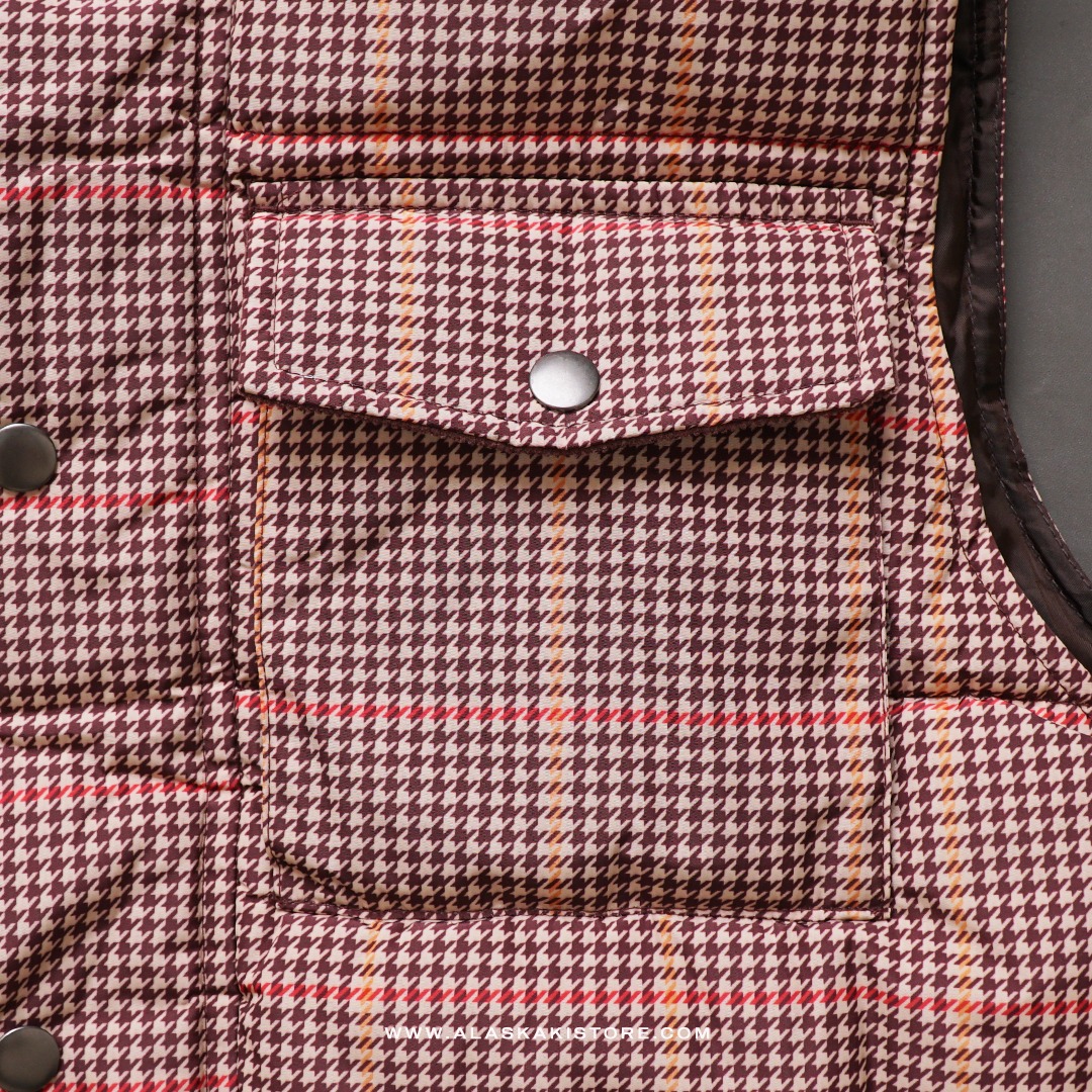 Puffer Vest Jacket Pattern Brown GF1002