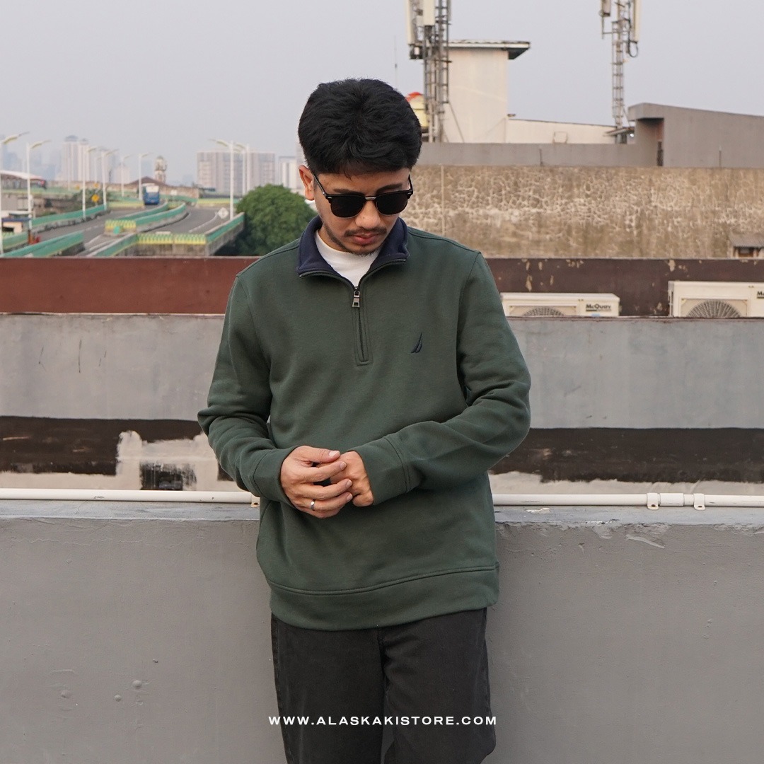 Half Zip Sweatshirt Teal Green NC1007