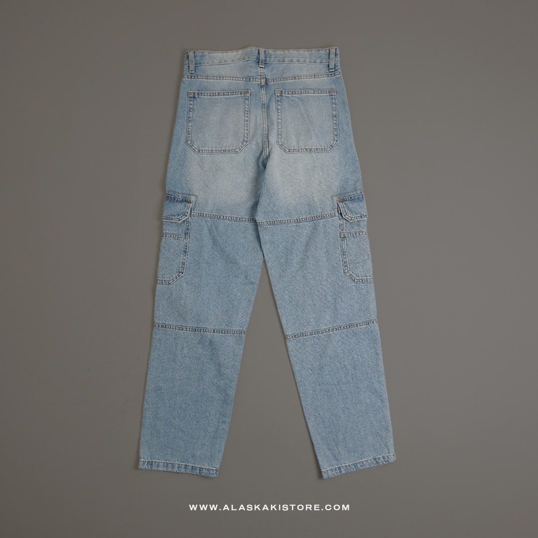 Loose Cargo Pants Blue Washed BS5038