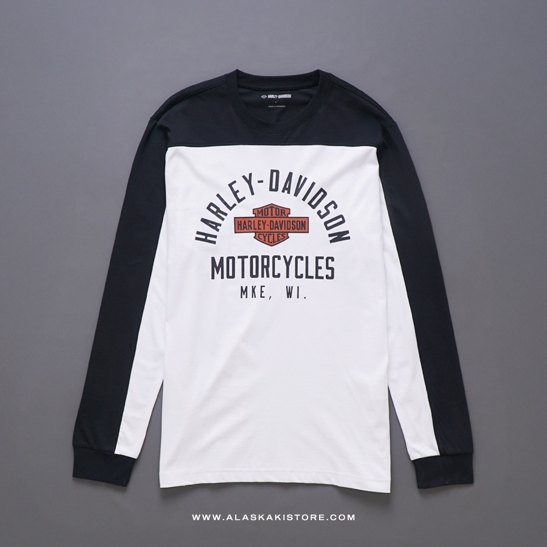 Long Sleeve Printed Tee Black White HD4003