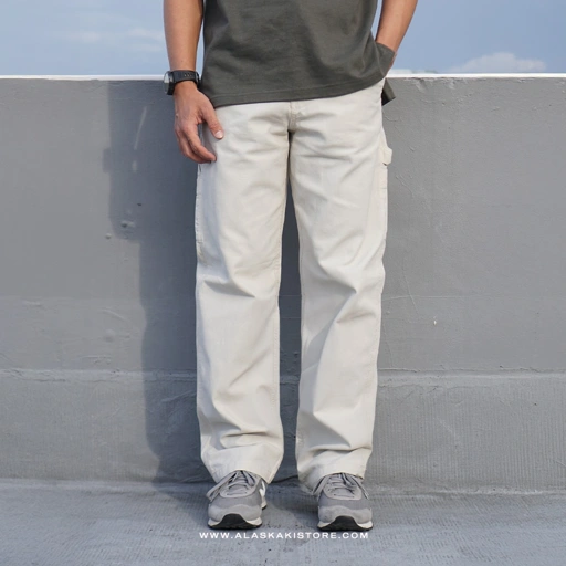 Image of Baggy Carpenter Pants Ivory White AP5004