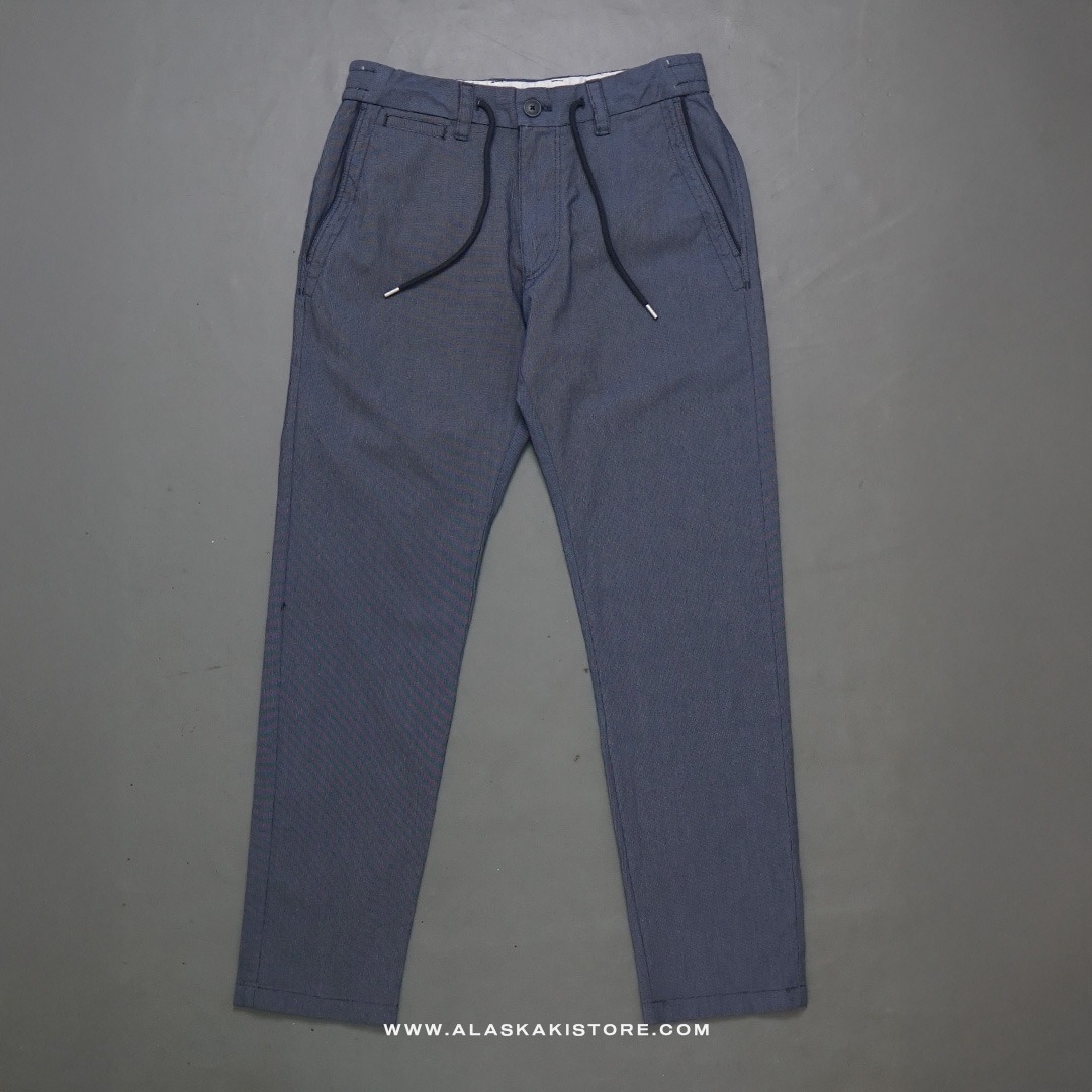 Chino Pants Elastic Waistband Blue Denim SO5002