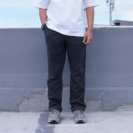 Image of Straight Fit Linen Pants Charcoal ON5105