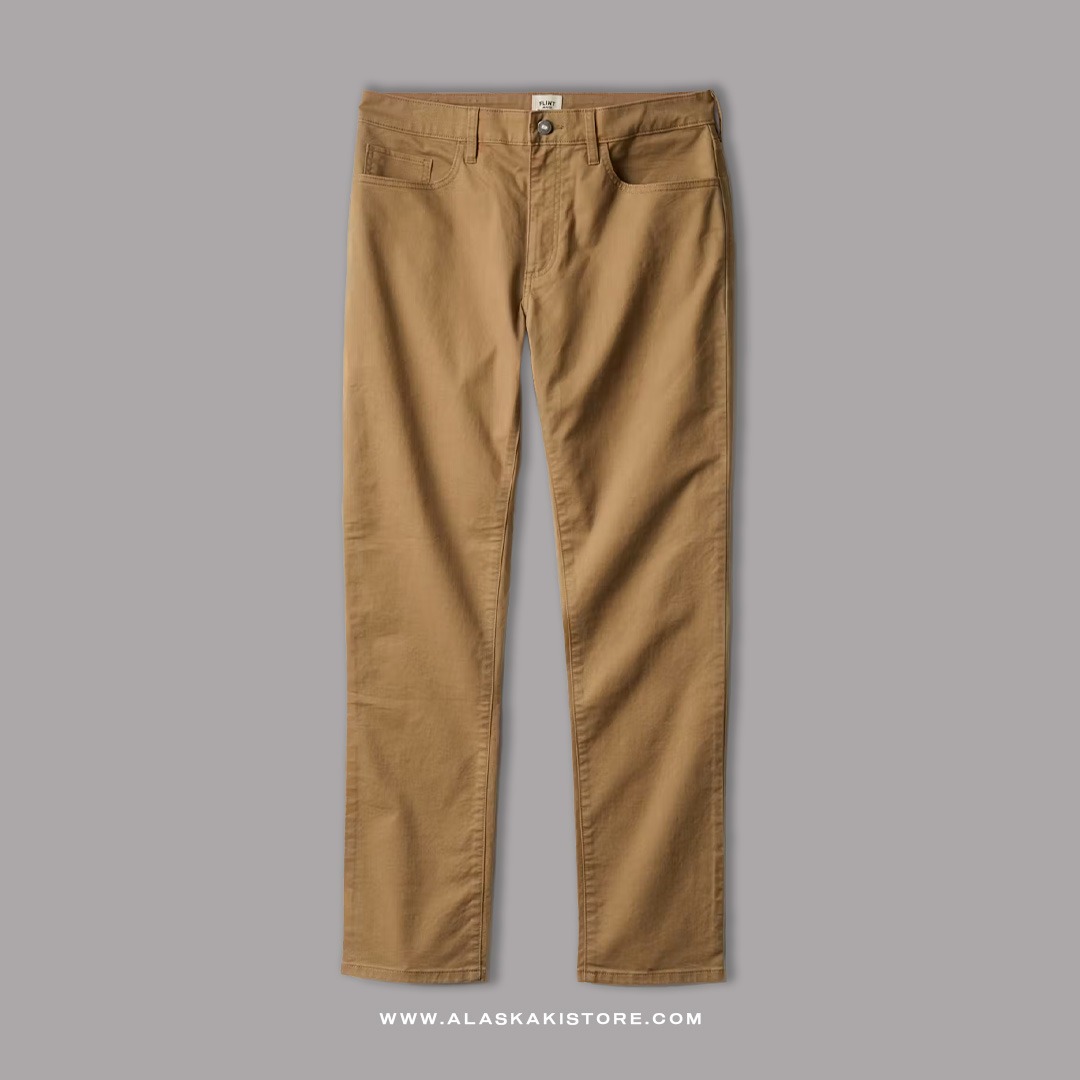 Twill Pants Athletic Tappered Fit Brown FT5015