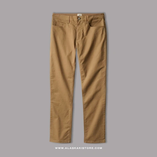 Image of Twill Pants Athletic Tappered Fit Brown FT5015