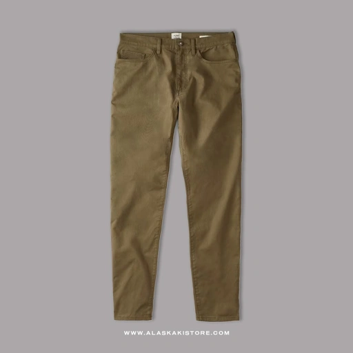 Image of Twill Pants Athletic Tappered Fit Olive FT5018