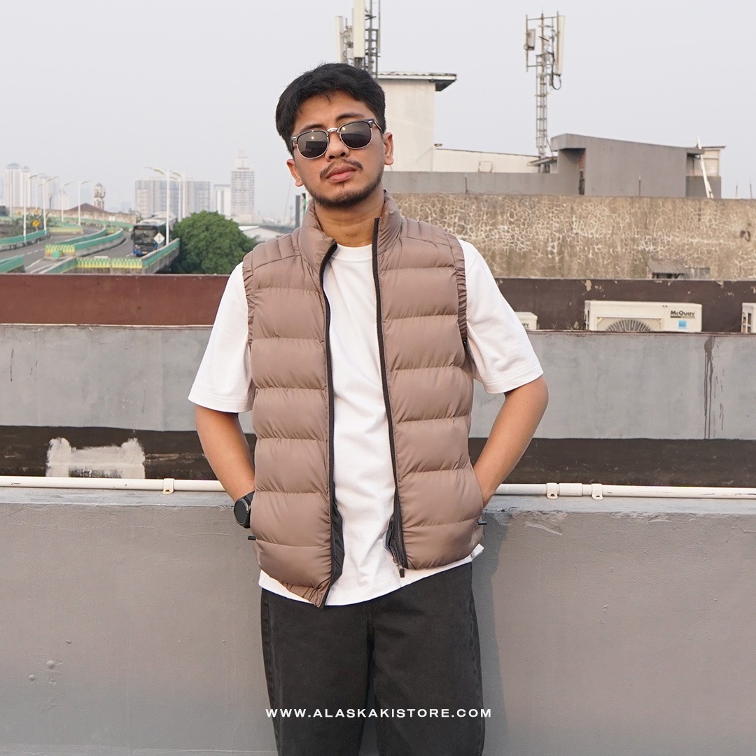 Puffer Vest Jacket Khaki BS1011