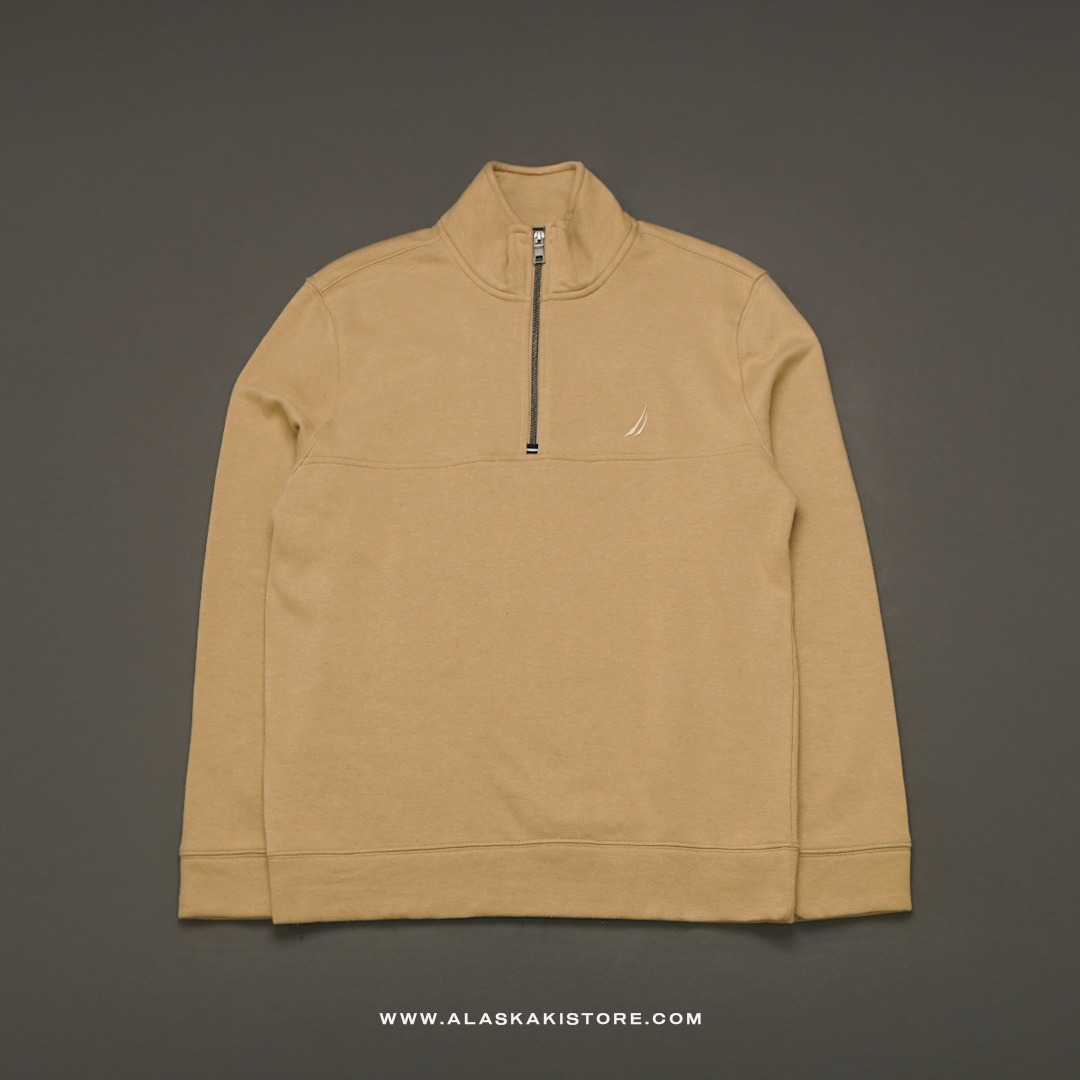 Half Zip Sweatshirt Light Brown NC1014