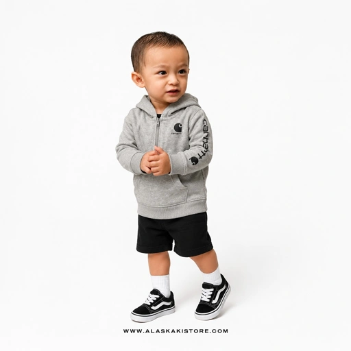 Image of Half Zip Hoodie Baby Grey CR1018
