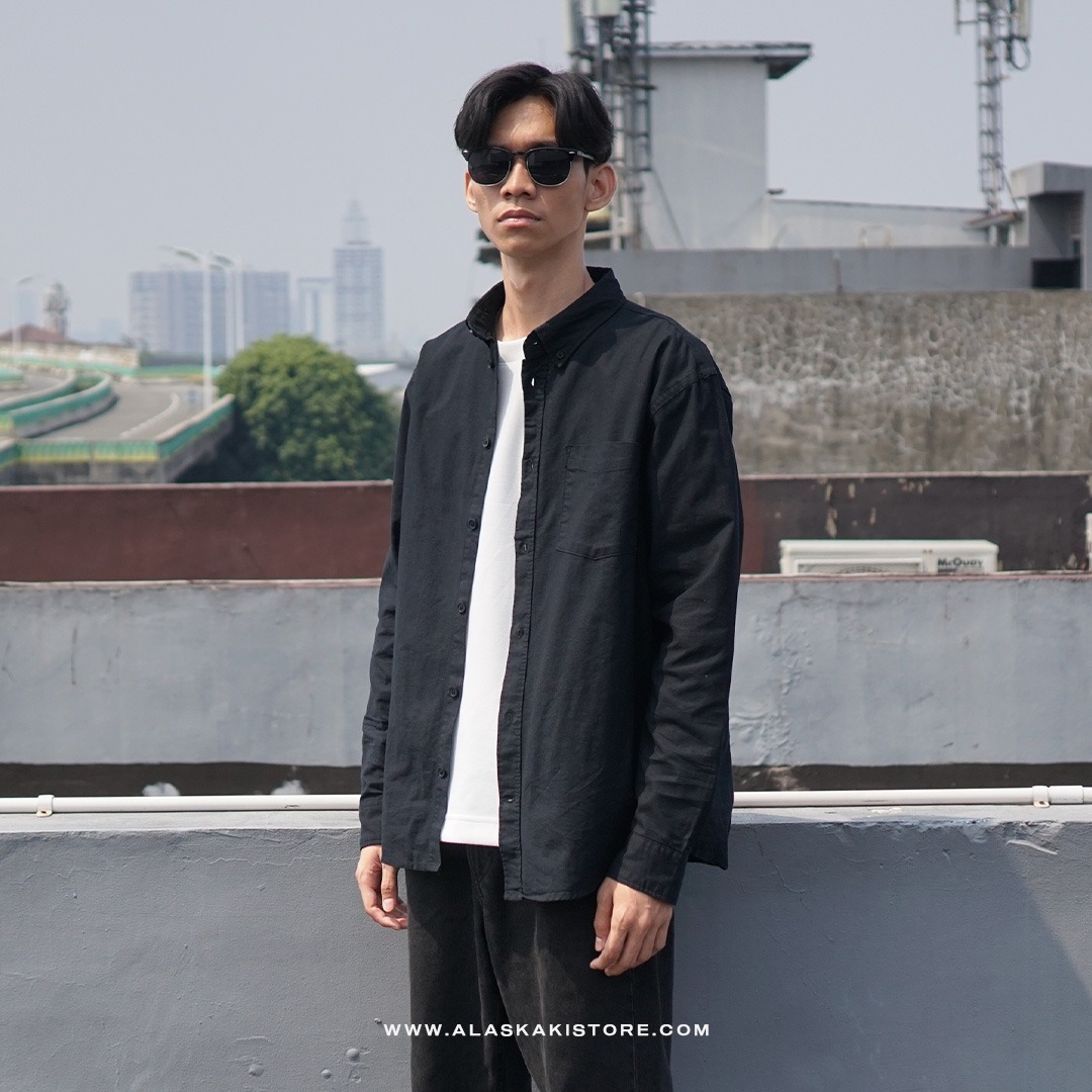 Regular Fit Oxford Shirt Black HM2031