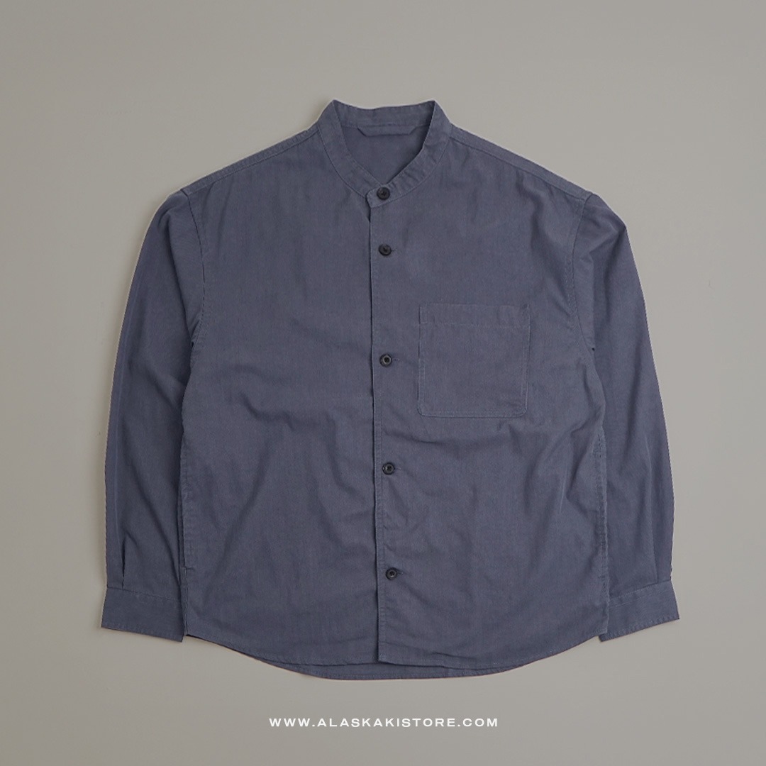 Collarless Long Sleeve Shirt Blue GL2002