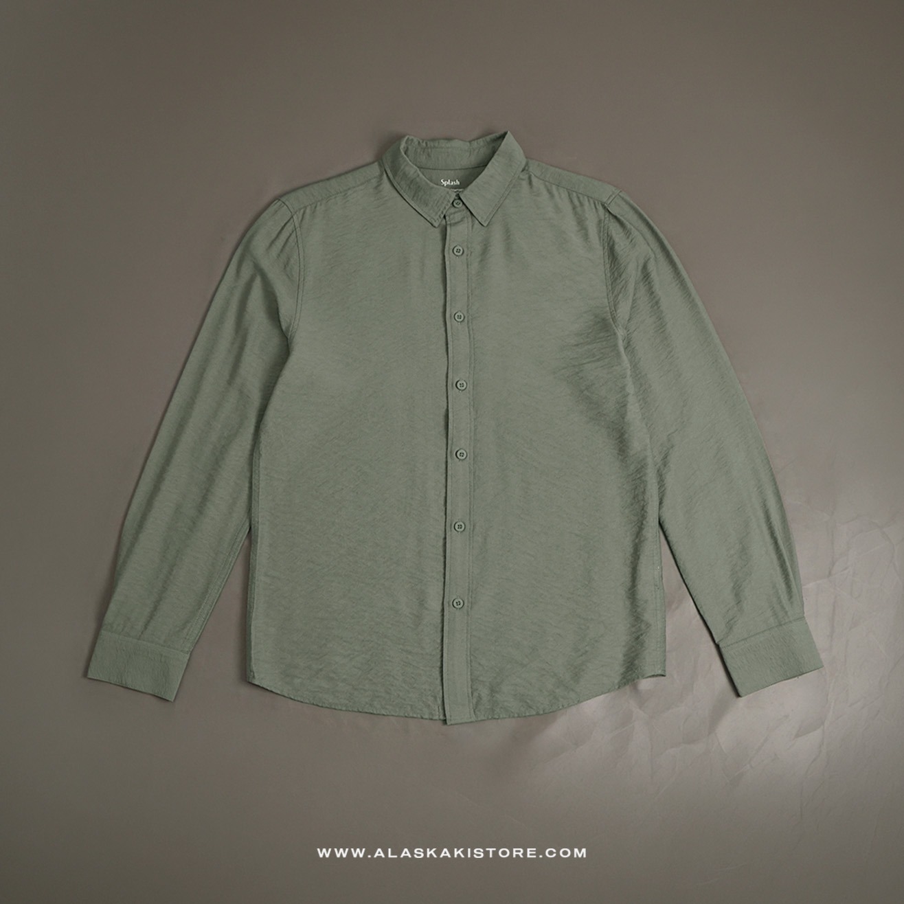 Crinkle Texture Long Sleeve Shirt Green SH2034