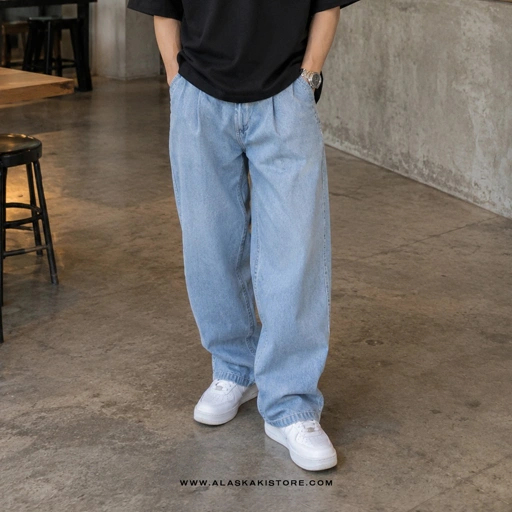 Loose Fit Denim Jeans Blue GU5019
