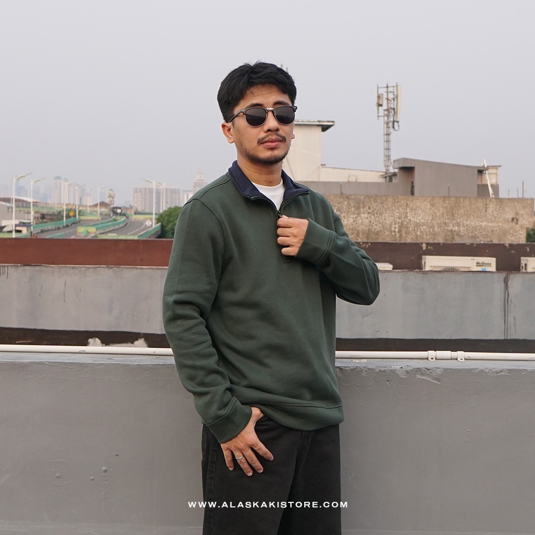 Half Zip Sweatshirt Teal Green NC1007
