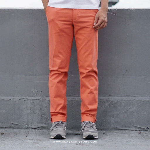 Image of Slim Fit Chino Trousers Peach GF5035
