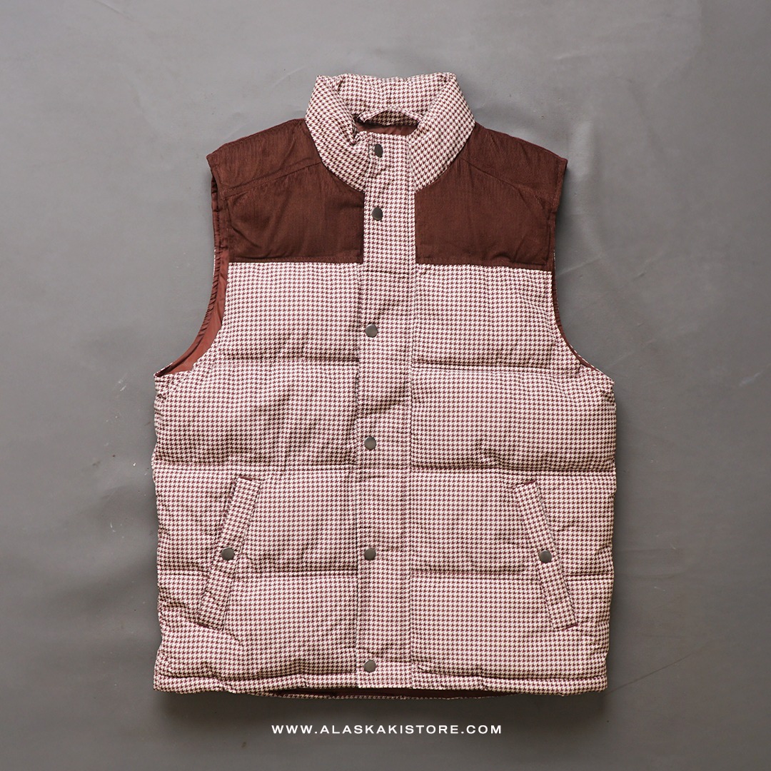 Puffer Vest Jacket Pattern Khaki GF1001