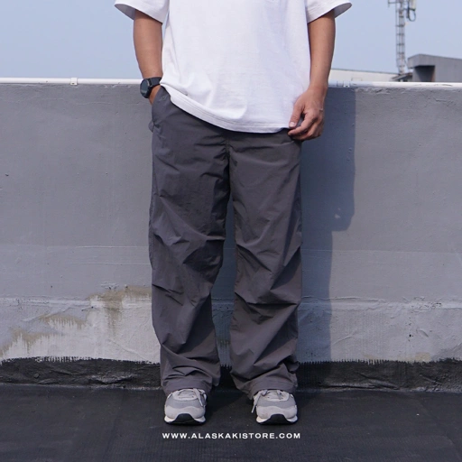 Image of Loose Fit Parachute Pants Dark Grey GU5033