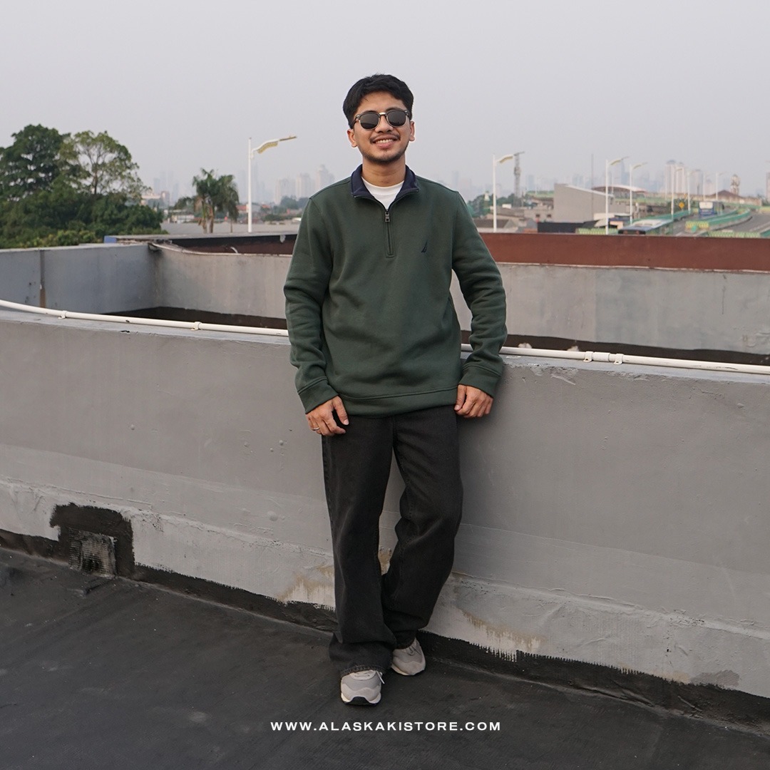 Half Zip Sweatshirt Teal Green NC1007