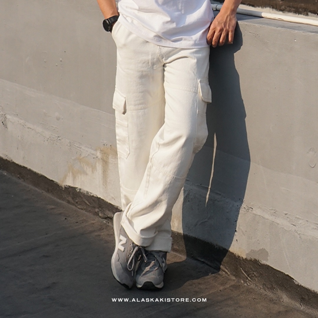Loose Cargo Pants Off White BS5037