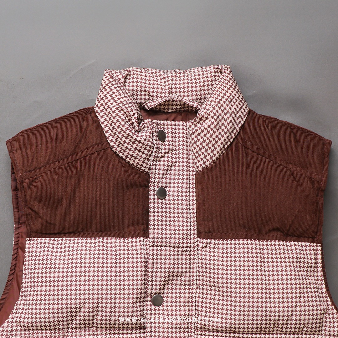Puffer Vest Jacket Pattern Khaki GF1001