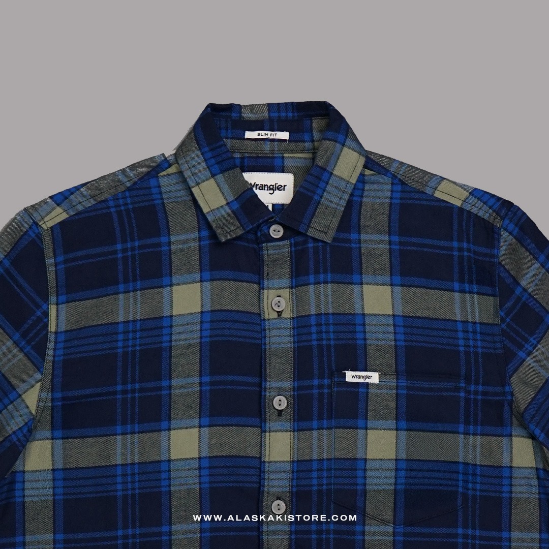 Short Sleeve Plaid Shirt Blue WR2003