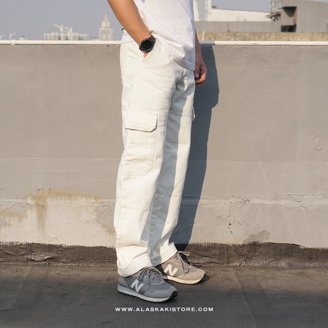 Loose Cargo Pants Off White BS5037